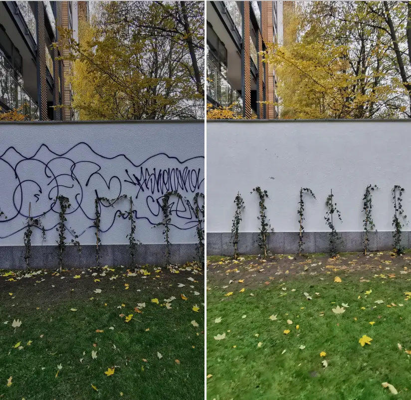 Zmywanie graffiti z podmurówki i ogrodzeń