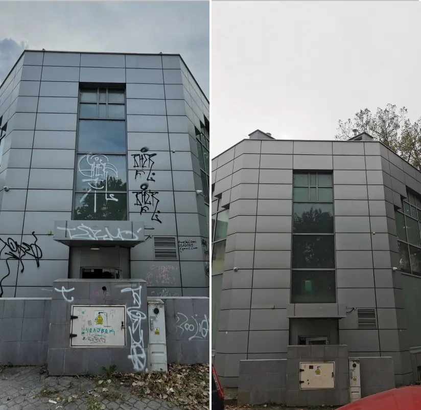 Usuwanie graffiti z elewacji budynku Warszawa