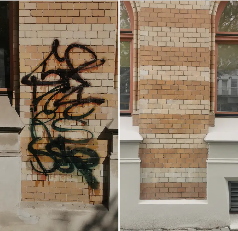 Usuwanie graffiti z klinkieru i piaskowca