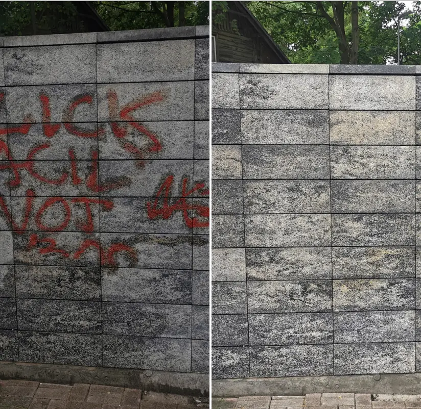 Usuwanie graffiti z elewacji z cegły