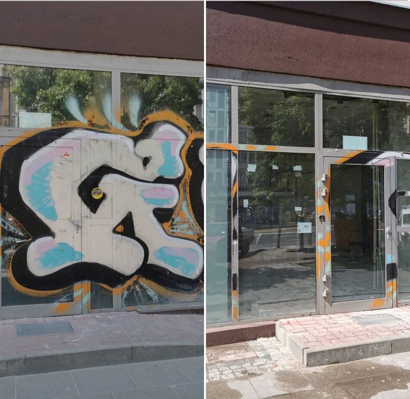 Usuwanie graffiti z szyb i witryn sklepowych Warszawa